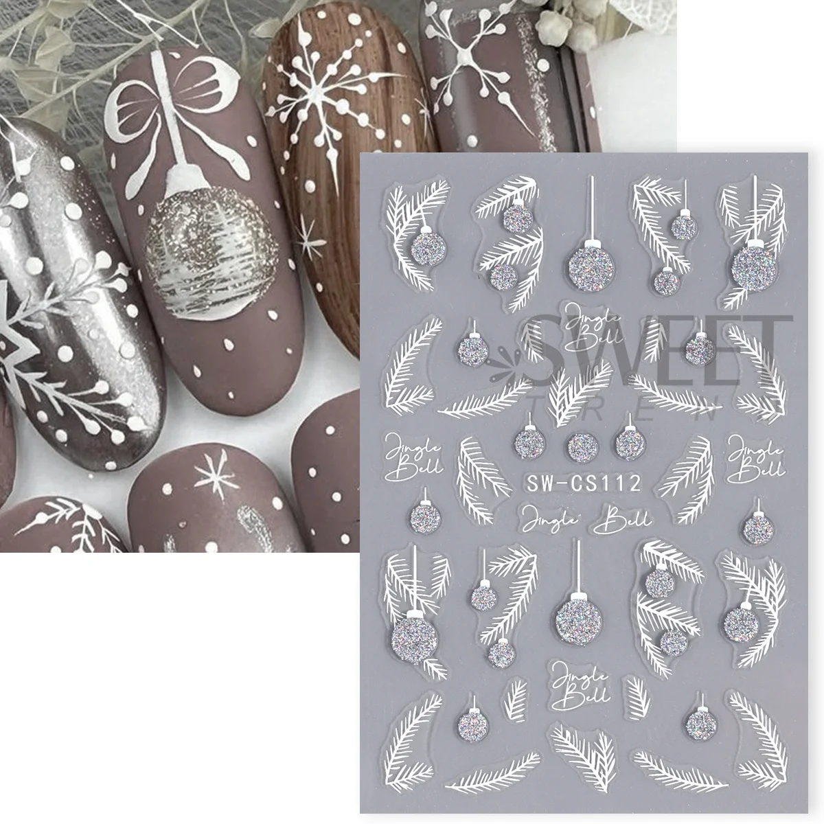 4 pçs inverno dos desenhos animados natal metálico adesivos de unhas rosa ouro branco rena brilhante estrela bola flocos de neve decalques manicure folhas