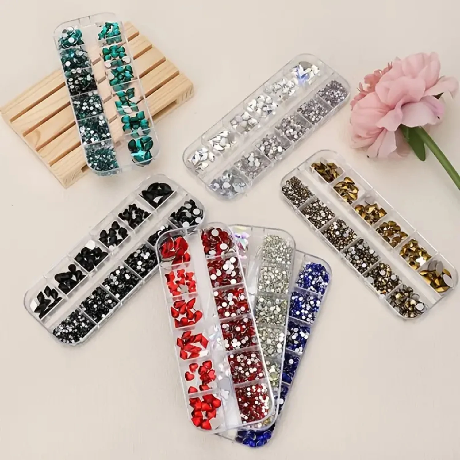 Eye-Catching Multi-shaped Vibrant Crystal Rhinestones - 120 Pcs for Stunning Nail Art, Assorted Acrylic Stones in Various Sizes