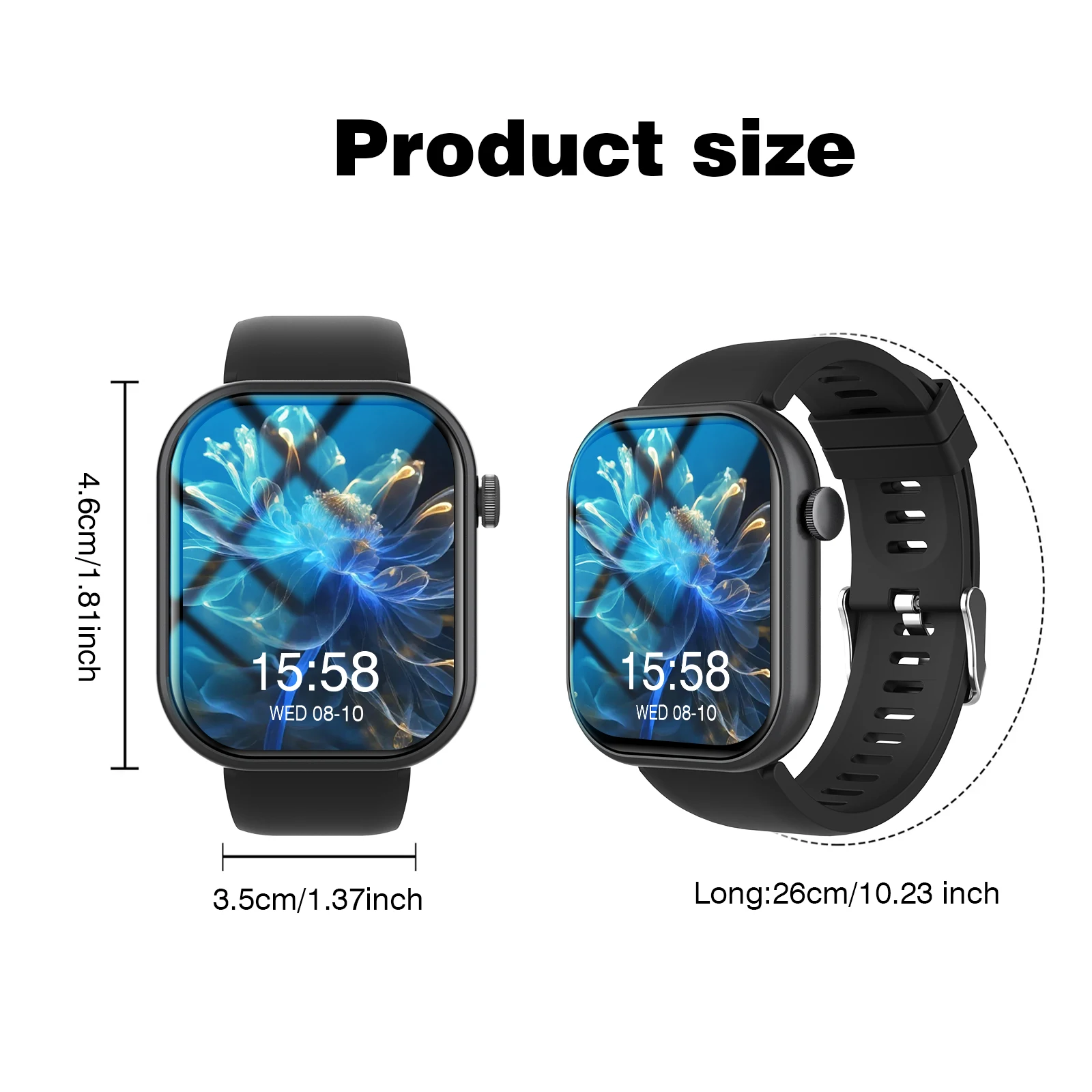 2.01" HD Display Smart Watch-Wireless Calls,Custom Wallpapers,Android/iOS Compatible.Fitness,Alerts,Music Control.StylishforAll