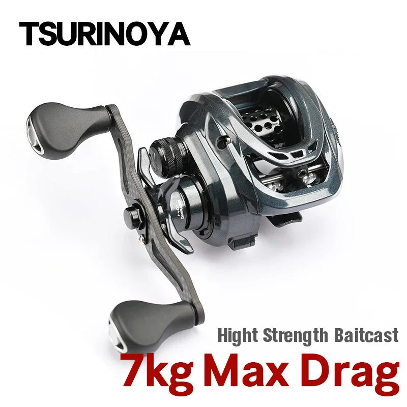 tsurinoya low profile bait cast reel carretel de pesca de fundicao longa 7kg arraste 150 7kg arraste alta resistencia 711 182g 01