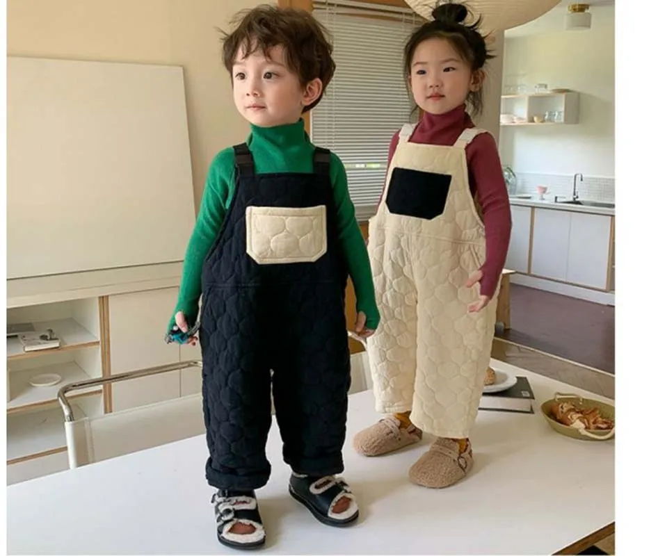 2024 Winter Kinderbroek Katoen Dikker Warme Baby Overall Broek Korea Stijl Meisjes Jongens Broek Peuter Baby Overall Broek