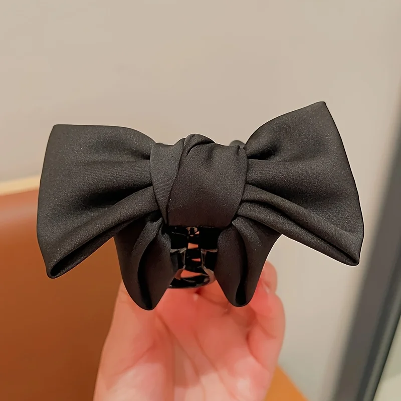 3er-Set glatte Satin-Haarschleifen-Clips, große, feste Scheiben-Haarspangen für Damen, für den Alltag, Dating, temperamentvolles Haar-Accessoire, Haarbündel-Haarschmuck – Detail 5