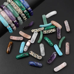 2pcs/lot Rectangle Shape Charms Bead Natural 35x10mm Amethysts Tiger Eye Lapis Lazuli Connector Beads For DIY Bangle Bracelets