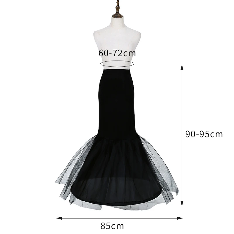 Zwarte Hoepel Lange Petticoat Crinoline Baljurk Rok Onderrok Bruiloft Accessoires