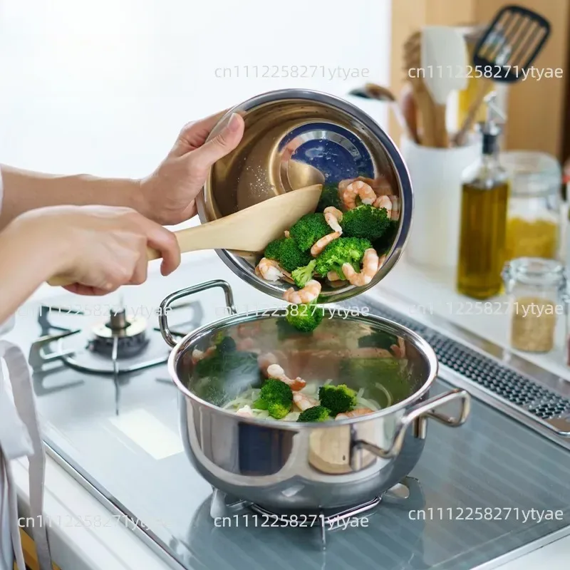 Double-Handled Soup Pot, 7-Layer Stainless Steel Composite Body, Uncoated Stewing Pot