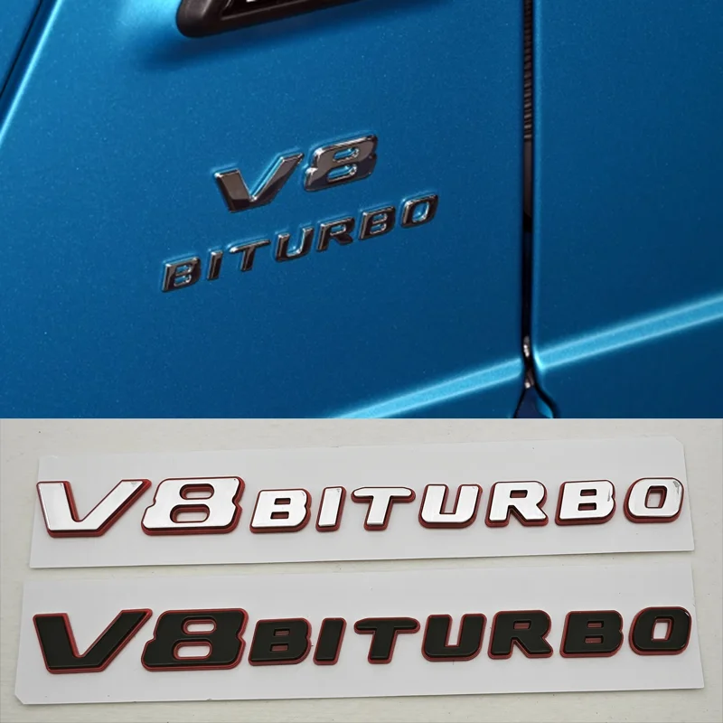 3D ABS negro rojo letras de coche Logo V8 BITURBO guardabarros lateral insignia emblema calcomanía para Mercedes Benz AMG C63 E63S SL63 GLC63 G63 GLE63S