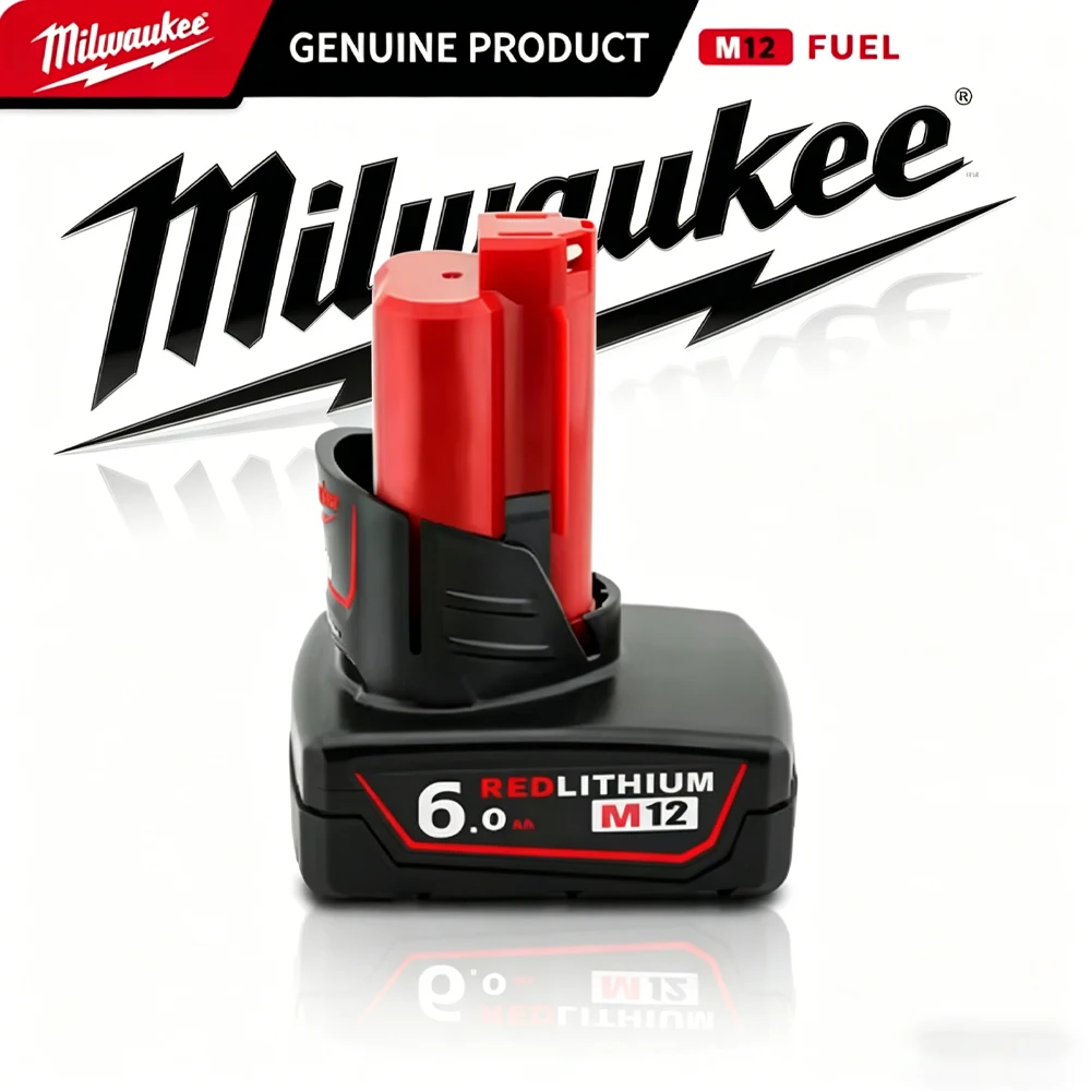 For Milwaukee M12 Battery 12V 6.0Ah Rechargeable Li-ion Battery with LED Light for M12 Power Tools 48-11-2402 48-11-2401 48-11