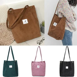 Bolso de mujer 2023, bolsos de hombro de pana, bolsos de tela de algodón reutilizables, compras escolares, organizador grande de comestibles, bolso de compras