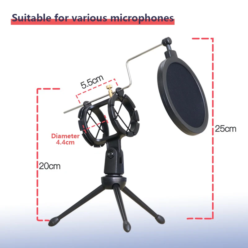 Desktop Tripod Adjustable Microphone Stand For Computer Video Chatting Gaming Podcasting Recording Meeting Recording  ﻿