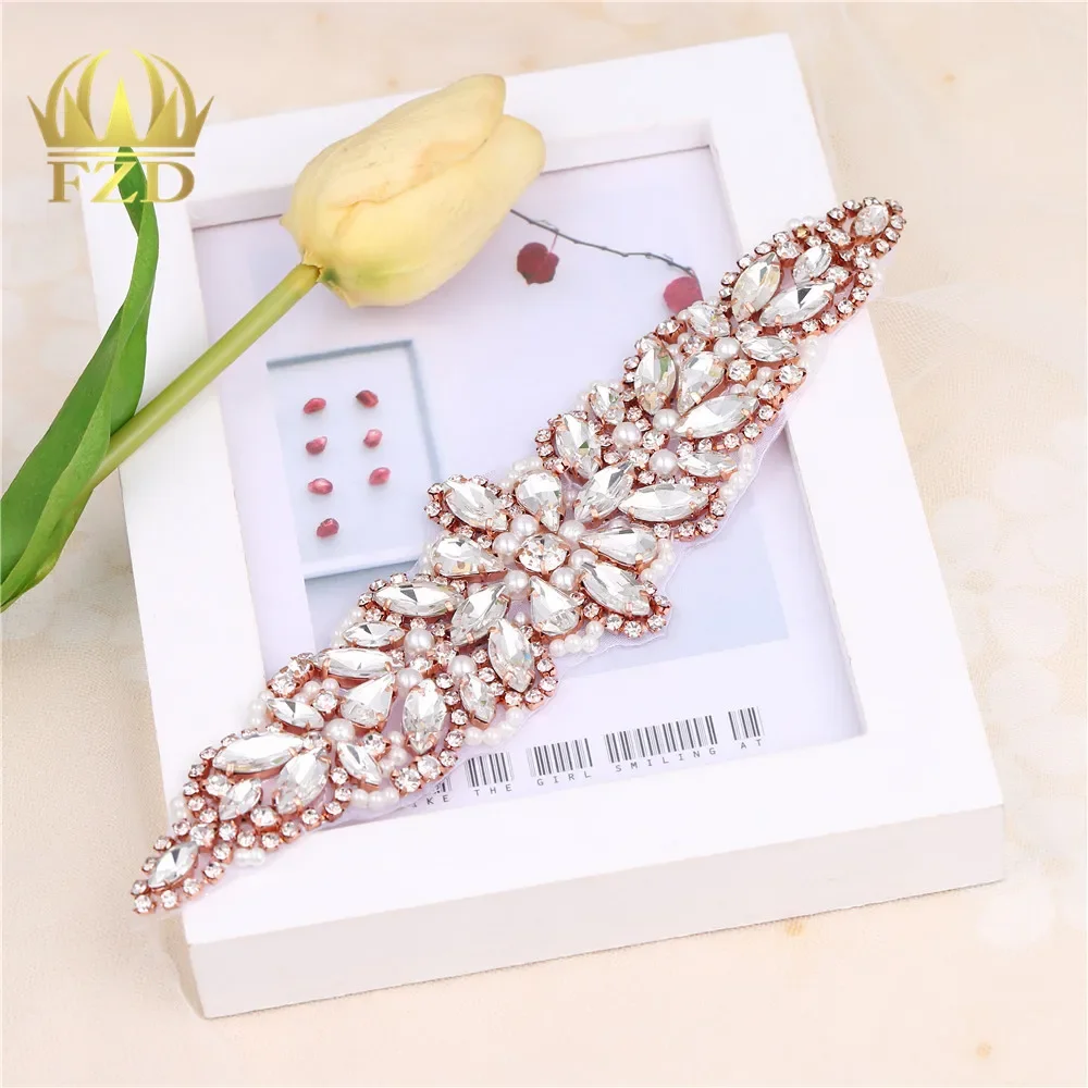 

FZD 10 P Rhinestones Sewing on Wedding Belt Appliques Crystal Trimming Hot Fix Strass Patches for Clothes Beaded Iron on