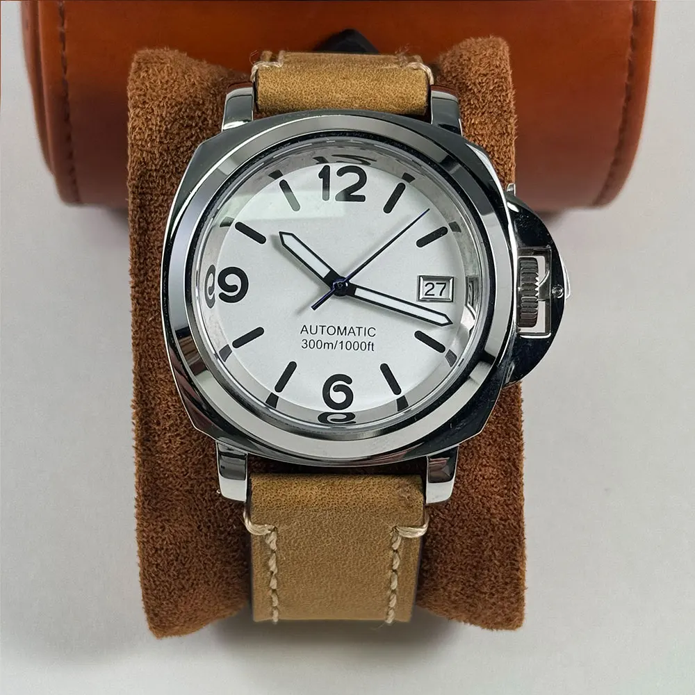 40MM Men's China NH35 Movement Automatic Mechanical Silver Watch 316L Stainless Steel Sapphire Glass Waterproof Case view 5