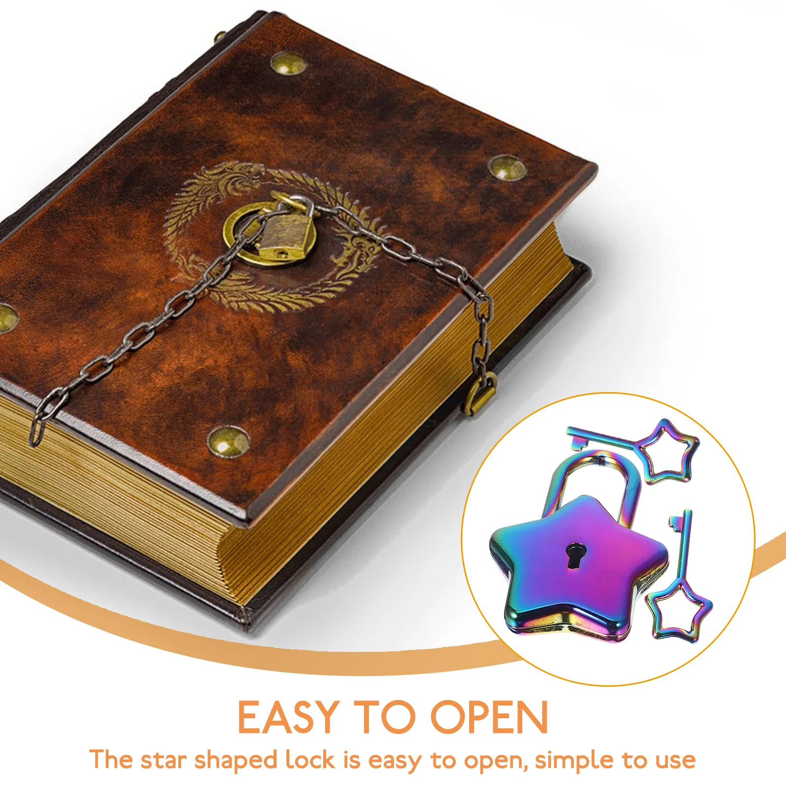 

Love Pentagram Padlock Notebook Decoration Star for DIY Diary Alloy Padlocks with Keys