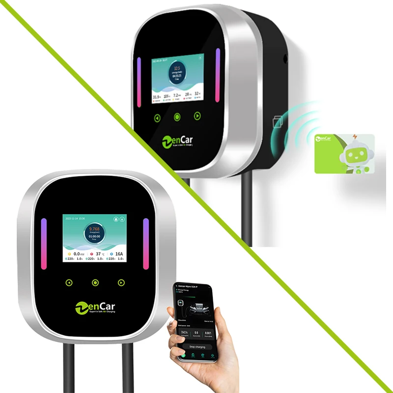 Zencar Smart EV Wallbox 16A 32A Type 2 EV Wall-mounted Charging Station With APP RFID Load Balancing For Electric Car Home Use