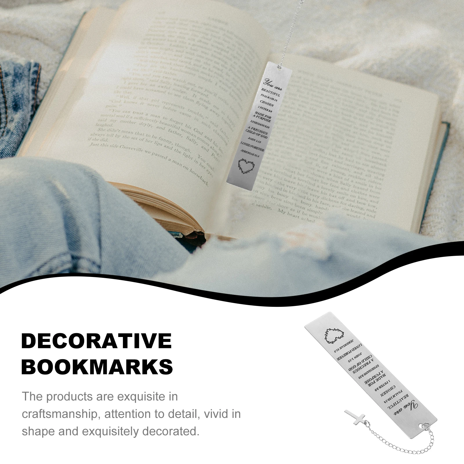 

2pcs Metal Bookmark Stainless Steel Book Page Marker For Readers Decorative Bookmarks Gifts Back To School Reading Supplies