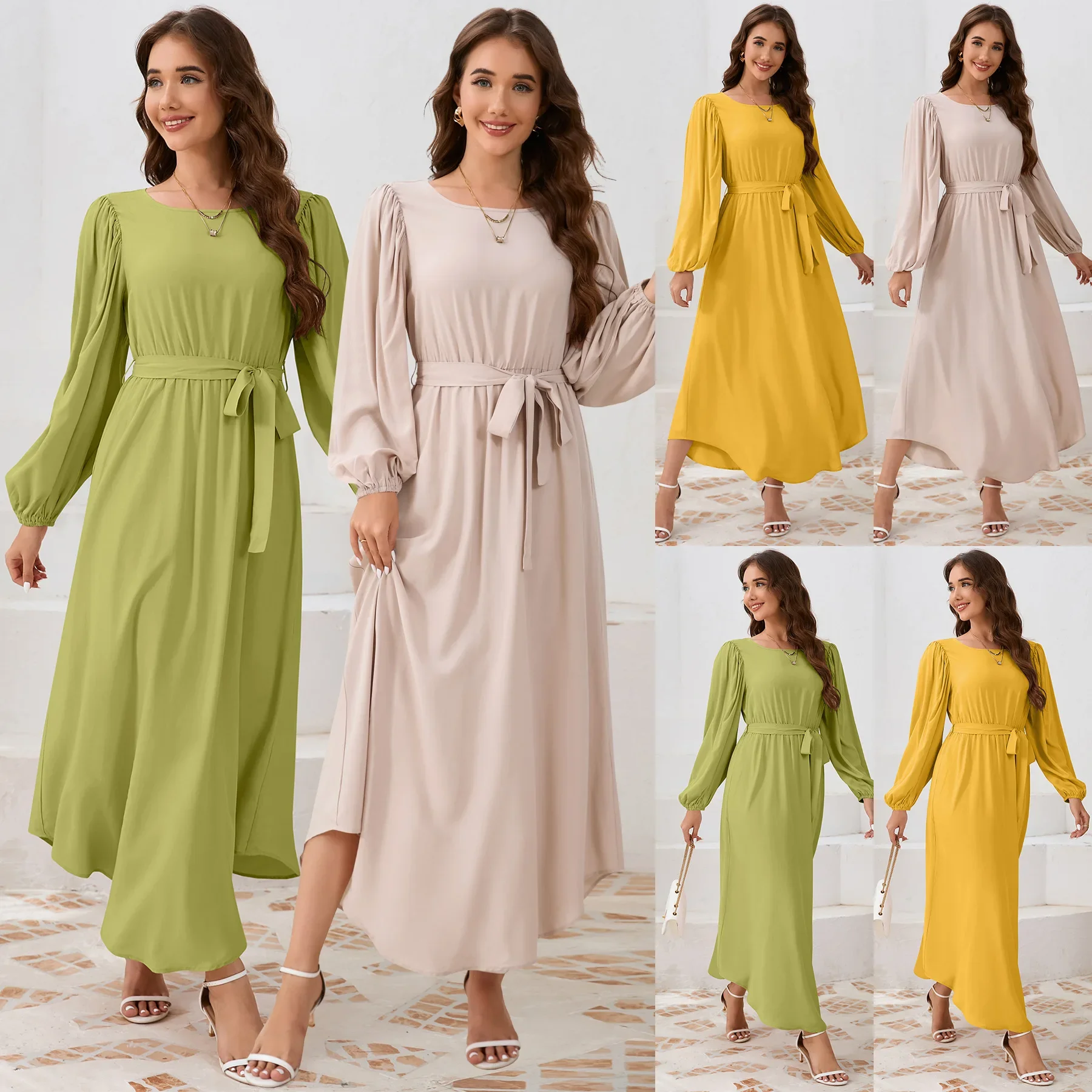 Ramadan Morocco Kaftan Jalabiya Dubai Eid Muslim Abaya for Women Modest Dresses Sashes Abayas Islam Vestidos Arab Long Robe