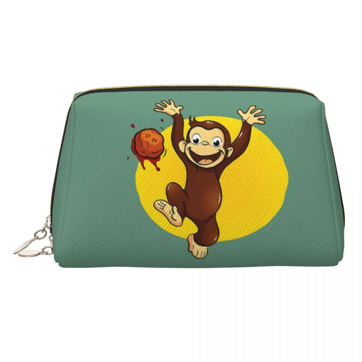 

Женская косметичка Curious George Monkey Happynes, дорожный органайзер для макияжа, сумка для хранения туалетных принадлежностей, Dopp Kit Box