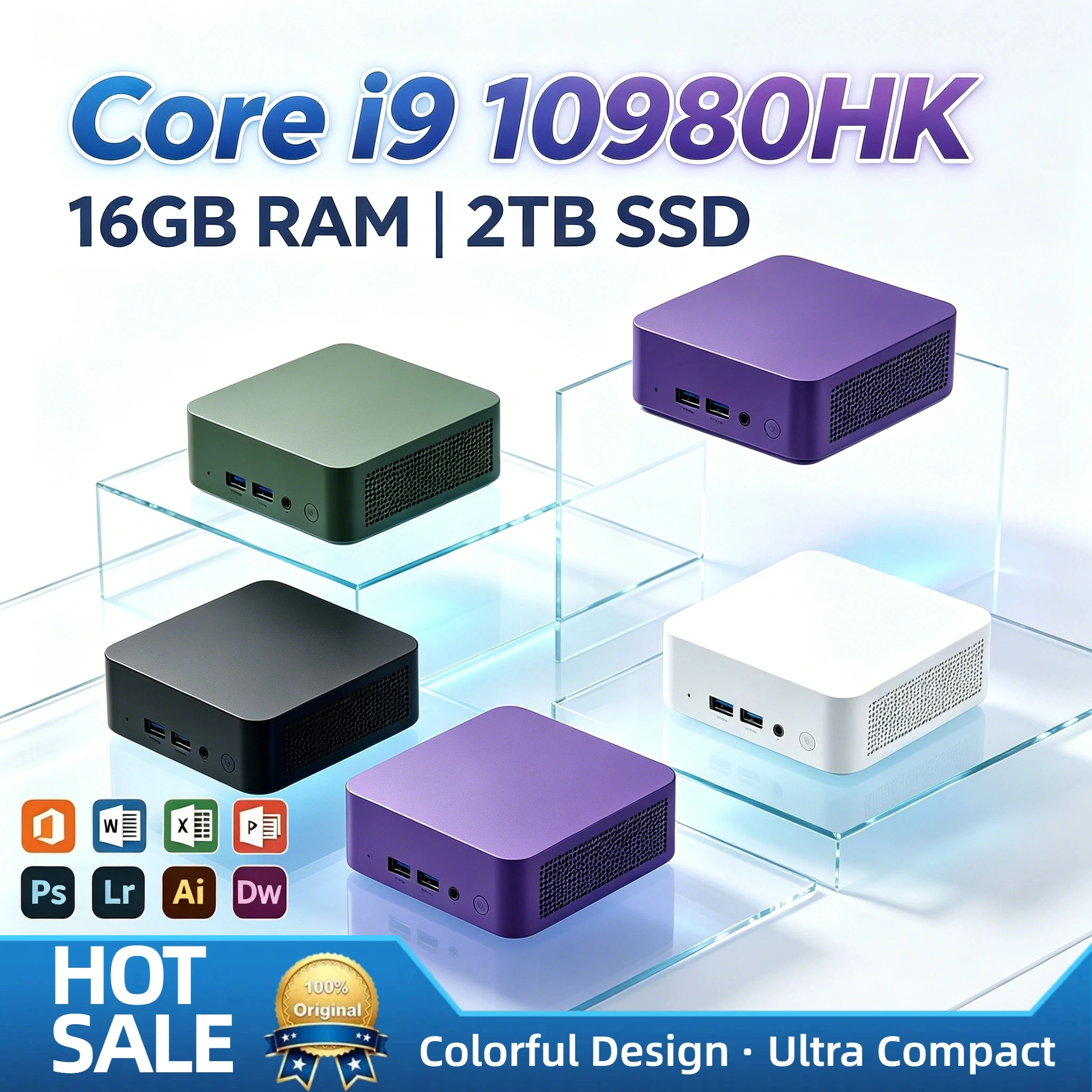 인텔 코어 i9-10980HK 미니 PC 윈도우11 16GB DDR4 2TB NVMe SSD WiFi6 BT5.2 4K HDMI 컴팩트 게이밍 오피스 스트리밍 워크스테이션