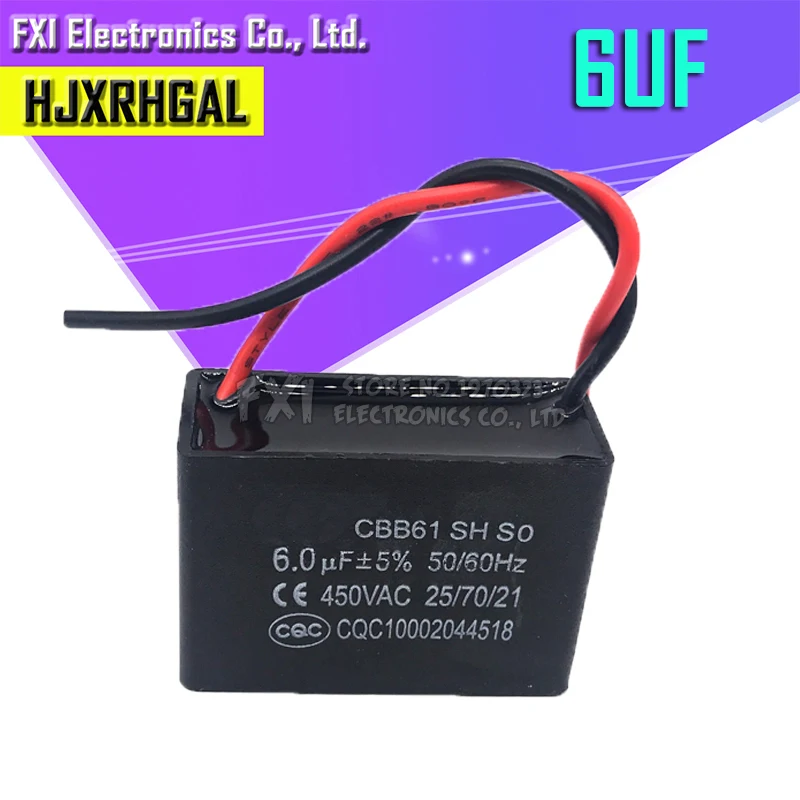 2pcs CBB61 6uf starting capacitance AC Fan Capacitor 450V CBB Motor Run Capacitor