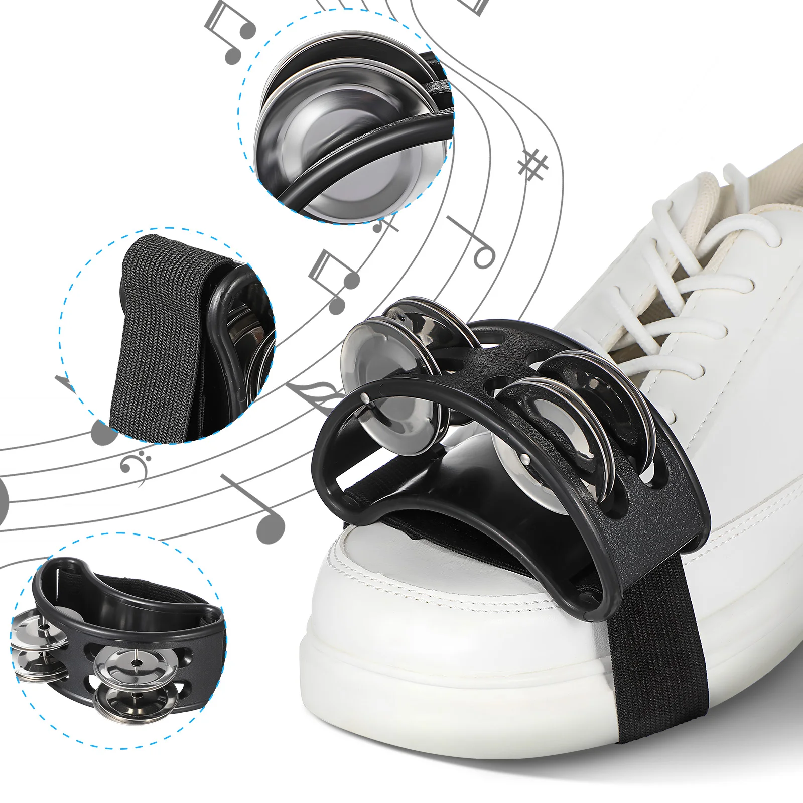 

4 pcs Foot Tambourines For Adults Kids Abs Stainless Steel Tambourine Shoes Lightweight Portable Percussion Instruments