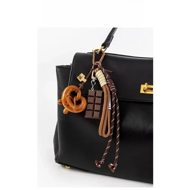 alkaline water bread pendant, lanyard, chocolate accessories, high-end keychain, niche pendant.