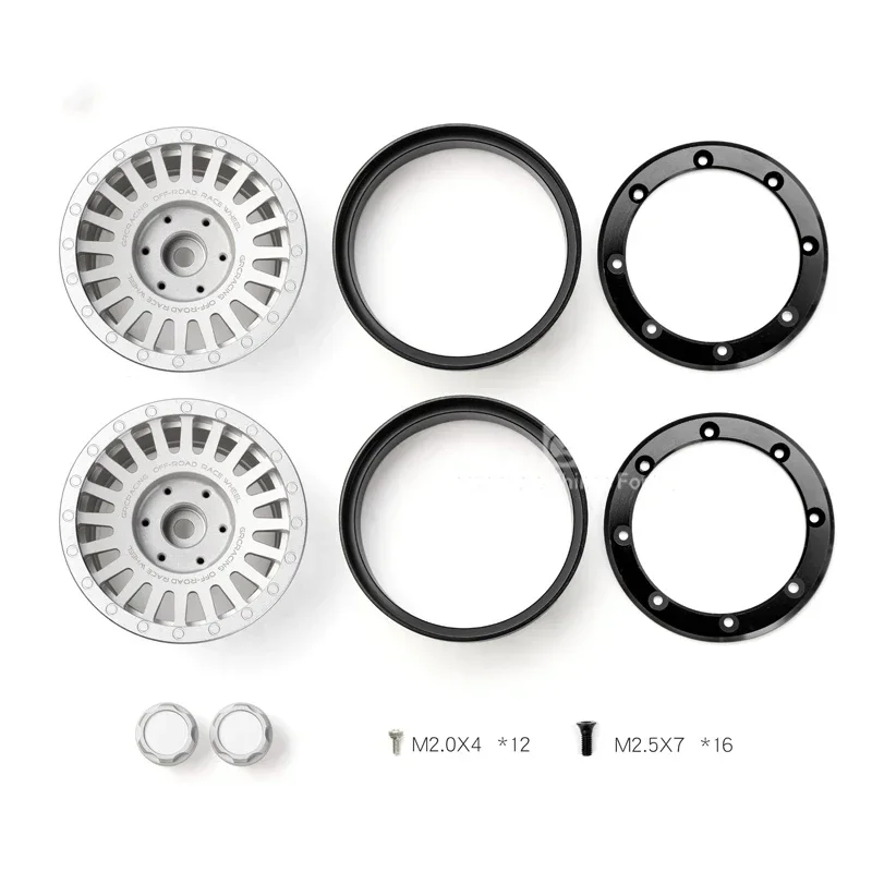 1 Pair 2.2in Metal Tire Beadlock Wheels Hub for 1/10 RC Crawler Car Traxxas Scx10 RR10 VP VS4 TRX6