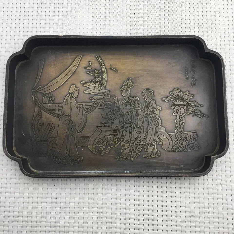 Bronze ware antique collection west compartment small copper plate fruit tray tea tray weight about 334 grams