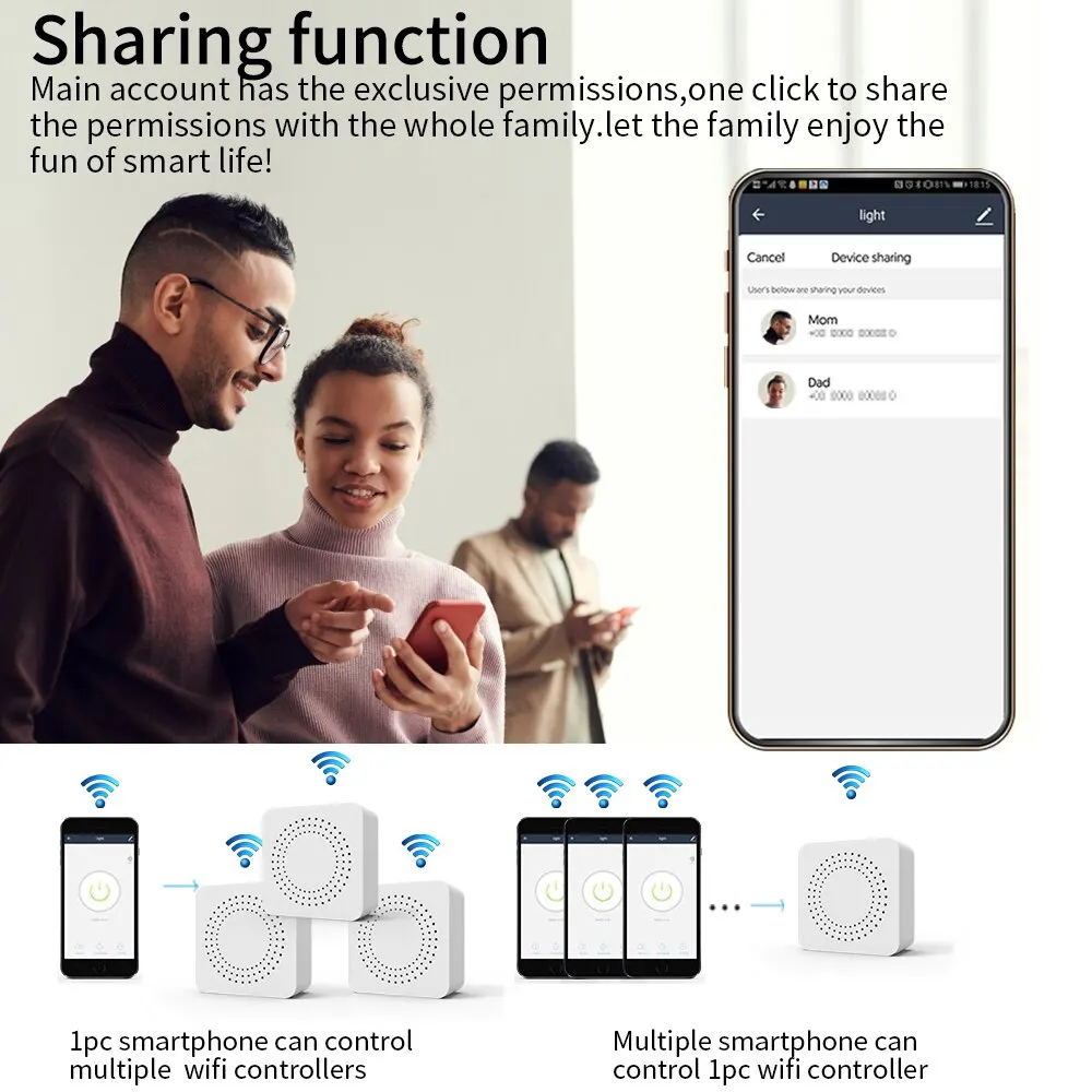 Wifi Mini Smart Switch 16A interruttore della luce fai da te controllo Wireless a 2 vie Smart Home con Tuya Smart Life Alexa Alice Google Home