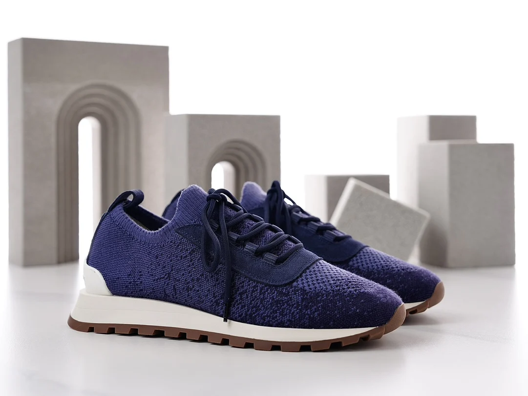 New Knitted Breathable Sneakers For Men, Lace‑Up Platform Flat Casual Shoes, Round Toe Summer Daily Walking Footwear_vogvips.com