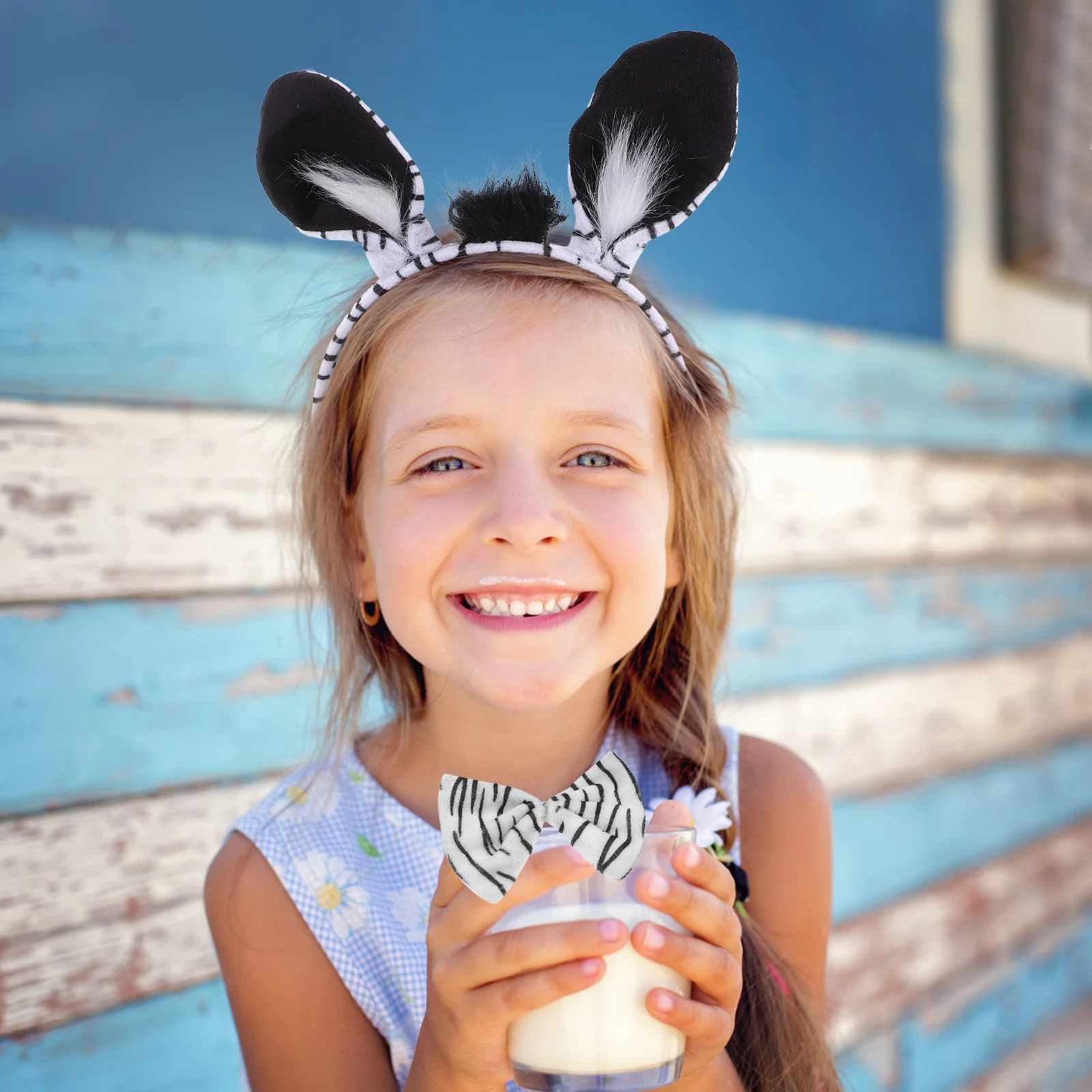 1 セットゼブラコスチュームキット装飾ヘッドバンドボウタイテール動物コスプレアクセサリーパーティーハロウィンクリスマス仮装カーニバル