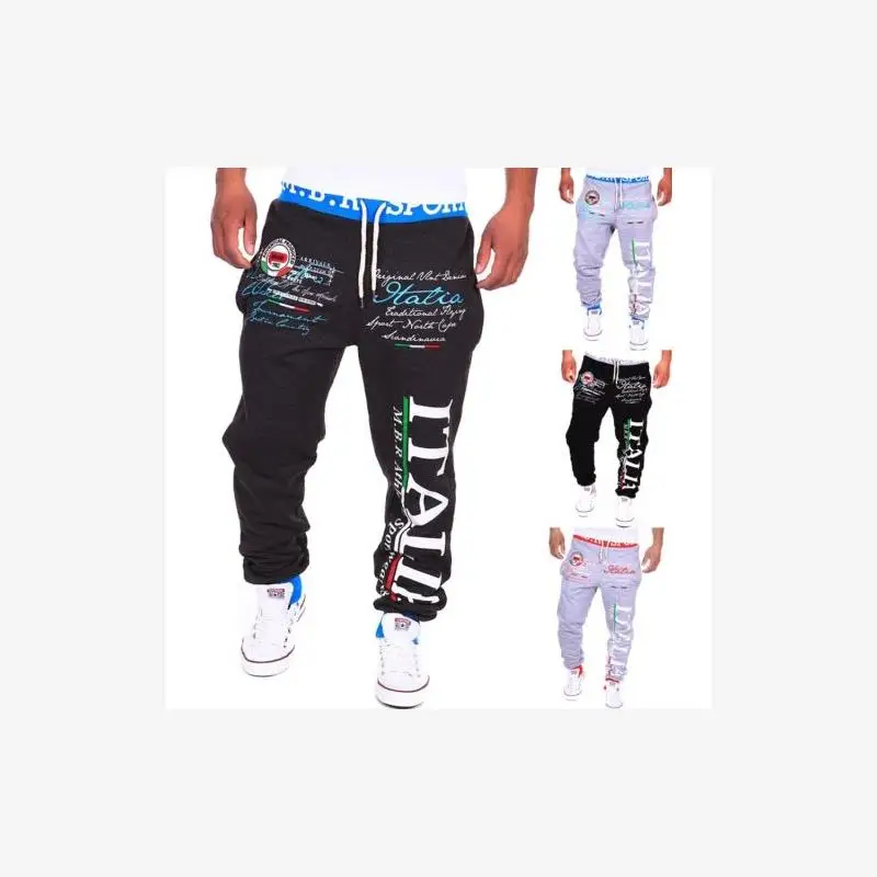 

Men's Faion Sport Pants Autumn Clothes Casual Long Pants ITALIA Letter Print Loose Fit Straight Leg All Seasons