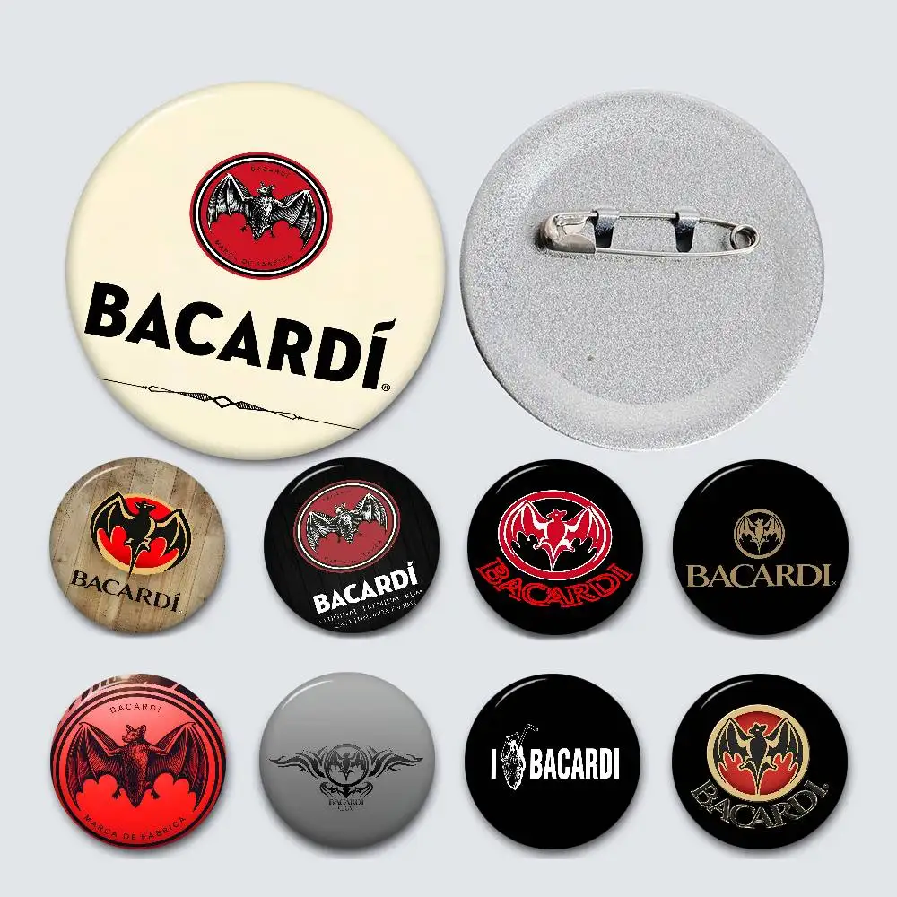 Broches Redondos con Diseño de Murciélago Vampiro de Ron Bacardi, Pin Creativo con Eslogan, Decoración para Mochilas y Ropa, Joyería de Moda con Dibujos Animados, Regalos
