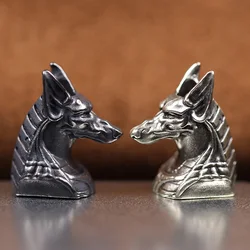 Starożytny egipt śmierć bóg Anubis Jackal głowy mosiądz nóż EDC koraliki DIY Paracord tkane smycz wisiorki biżuteria akcesoria zewnętrzne