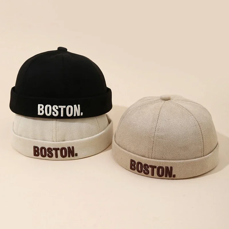 

Embroidery Letter Baby Landlord Hat Solid Color Kids Dome Melon Cap 1-4Year Boy Girl Children Brimless Hat Cotton Toddler Beanie