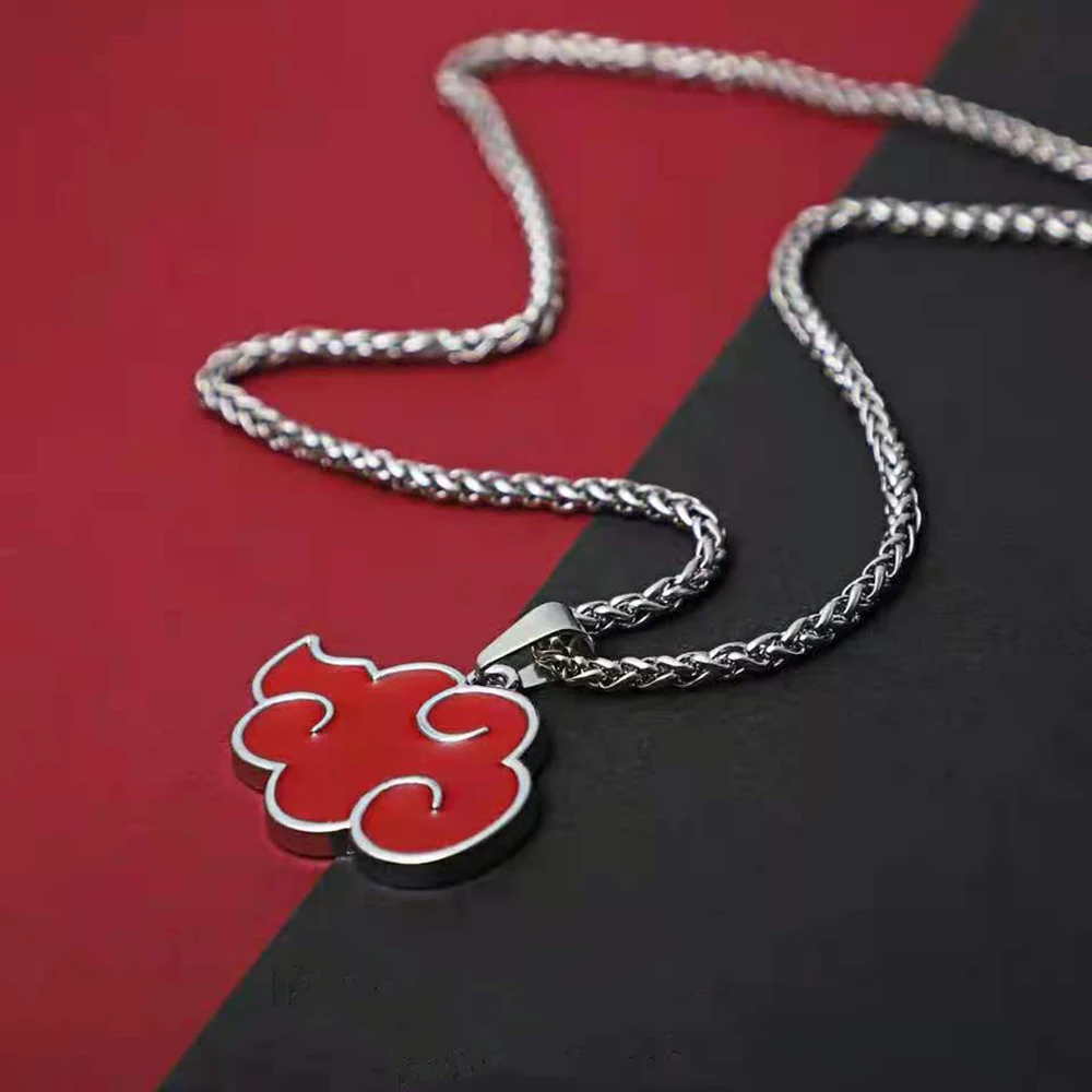 Naruto Akatsuki Red Cloud Necklace Men Women Anime Accessories Pendant Itachi Y2K Jewelry Cartoon Neck Chains Children Gift Toys