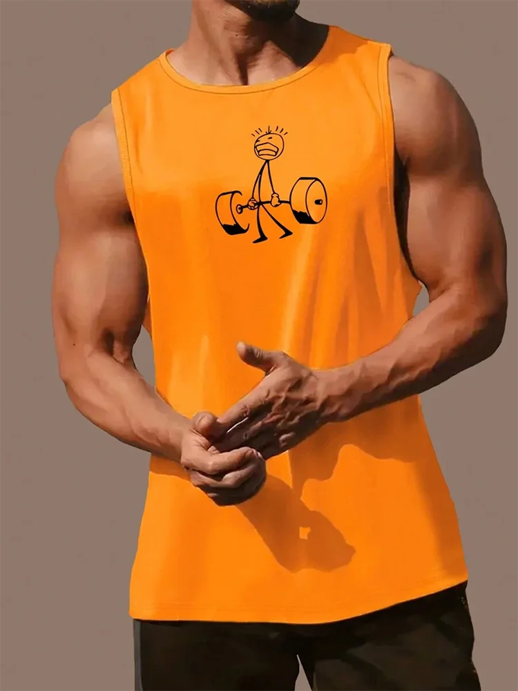 2024 New Summer Daily Exercise Men's Tank Top Outdoor Sports Running Fitness Men's Comfortable Breathable Tank Top 3D Printing