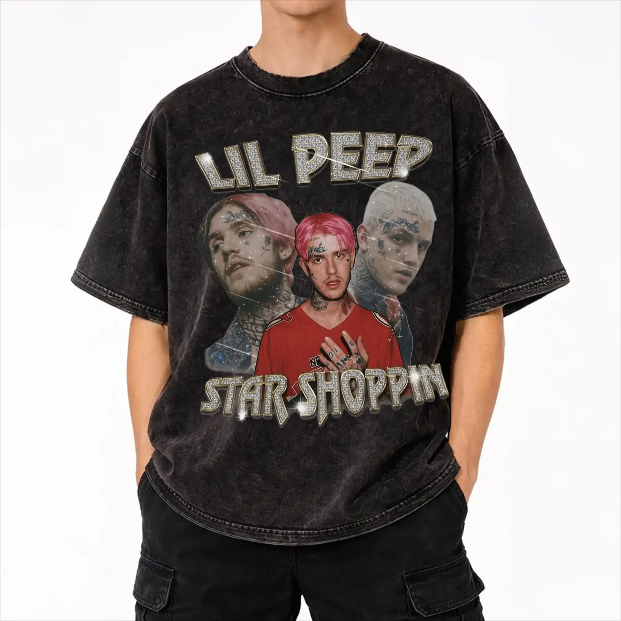 Lil Peep 30th Birthday Celebration Tour 2026 Washed T Shirt Streetwear Hip Hop Novelty T-Shirts  Tee Shirt Men Women