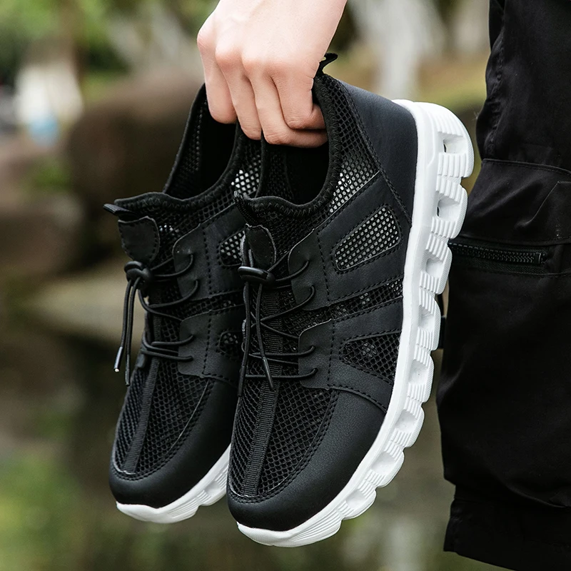 Men's Flat Shoes, Breathable and Anti Slip Mesh Water Shoes, Summer Outdoor Sports Walking Shoes, Lightweight and Comfortable