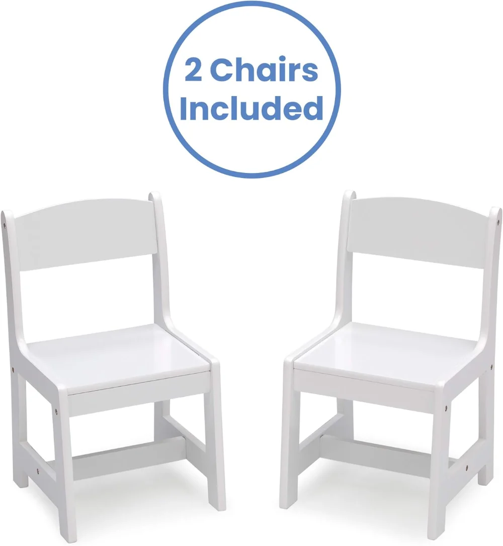 ชุดโต๊ะและเก้าอี้ไม้สำหรับเด็กของ mysize (รวมเก้าอี้2ตัว)-เหมาะสำหรับงานศิลปะและงานฝีมือเวลาทานอาหารว่างเพิ่มเติม-ได้รับการรับรองสีเขียวทอง