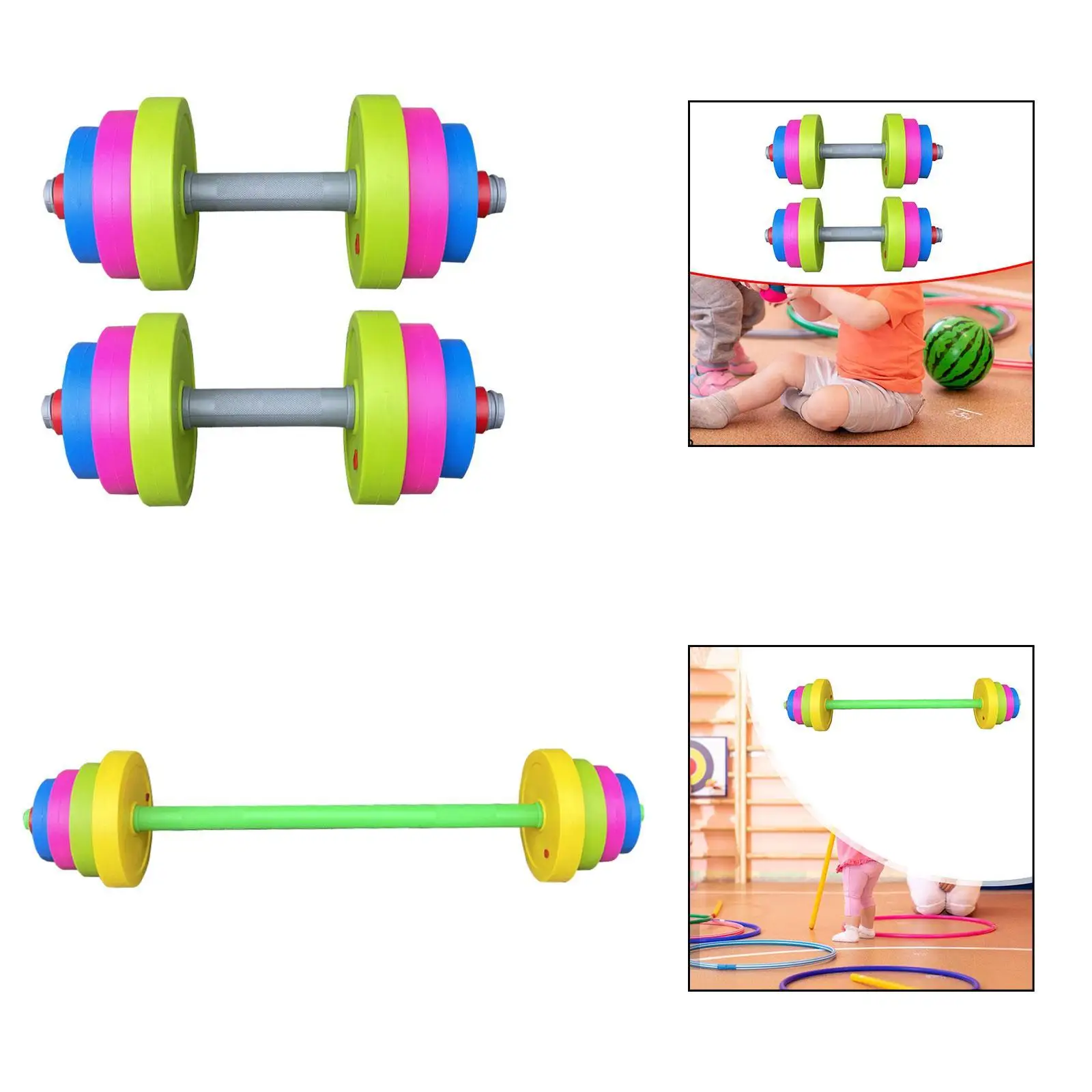 2 Pieces Kids Dumbbells Set for Ages 3+ Fitness Equipment Multipurpose Powerlifting Pretend Toddlers Gym Weights for Home Use