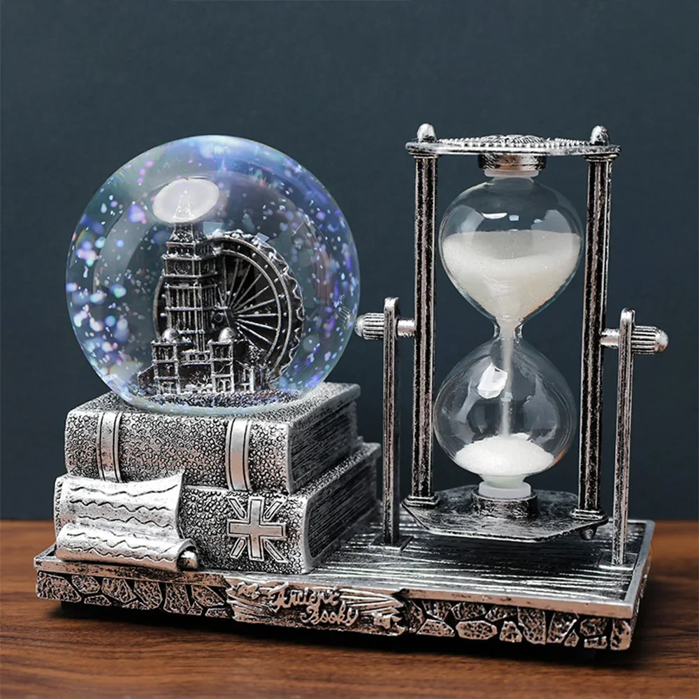 Christmas Snow Globe with Music Box Table Art Home Room Decoration Suitable for Office Wine Cooler Decor