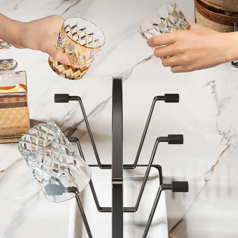 

Drain cup holder, storage rack glass cup holder upside down teacup wine glass holder household living room cup holder tray