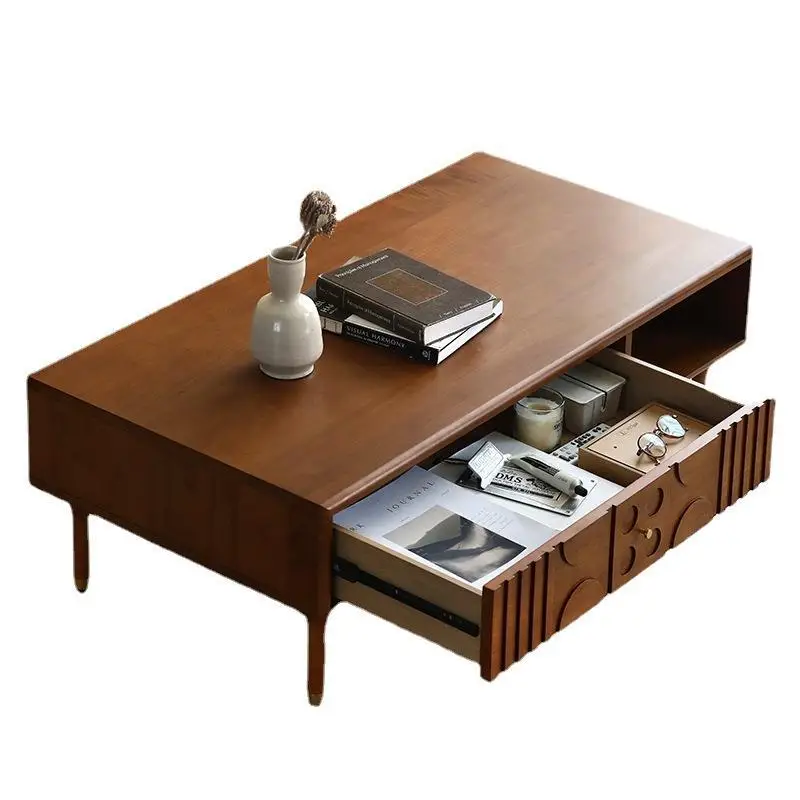Nordic expression NORHOR medieval retro British ARNATIF/MADR solid wood carved drawer rectangular coffee table