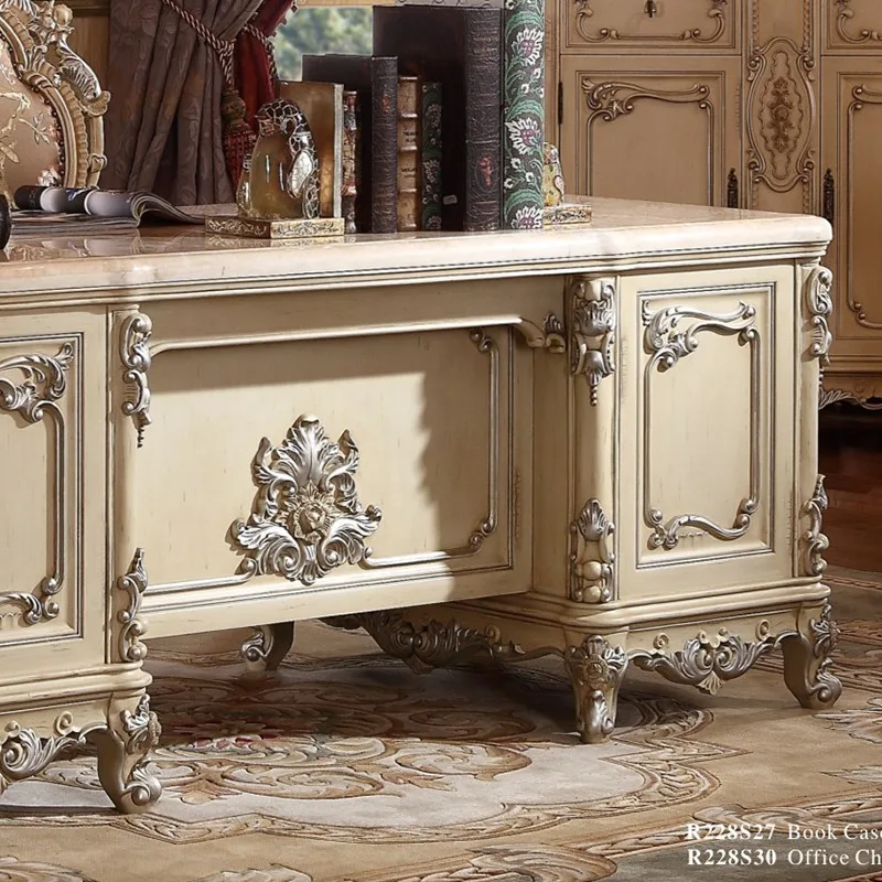European Classical Classroom Desk with cabinet French Court Boss Conference Table Marble Boss Desk Computer  Desk for bedroom