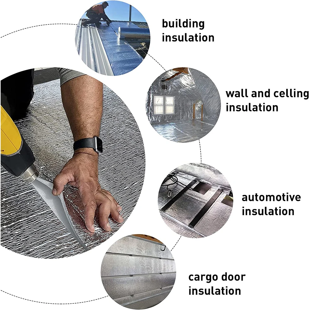 Reflective Insulation Roll Foam Core Radiant Barrier Garage Door  Multi Purpose Foil for Attic Greenhouse Car DIY Applications