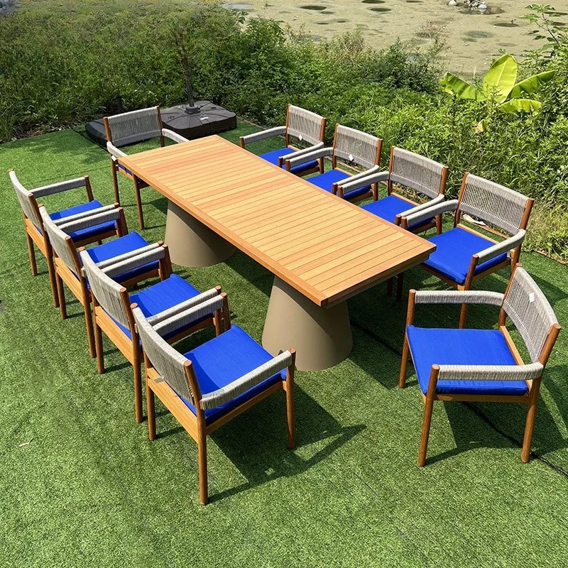 

Outdoor tables and chairs teak rain and sun protection hotel coffee restaurant open-air furniture villa courtyard garden leisure