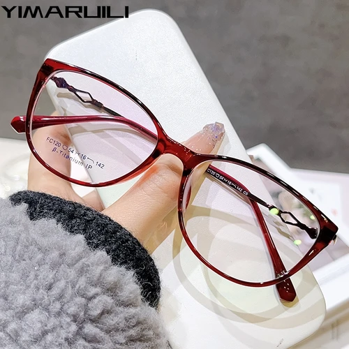 YIMARUILI-gafas ultraligeras de aleación TR90, gafas para miopía con forma de ojo de gato, gafas graduadas ópticas Retro, montura para mujer F120X