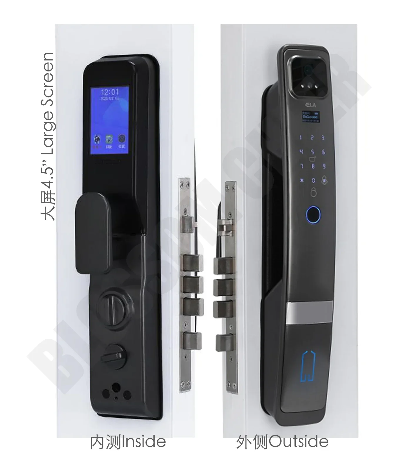 005Electronic Fingerprint Door Hotel Digital Locked Luxury Home Finger Print Outdoor Large Screen Smart 3d Face Recognition Lock