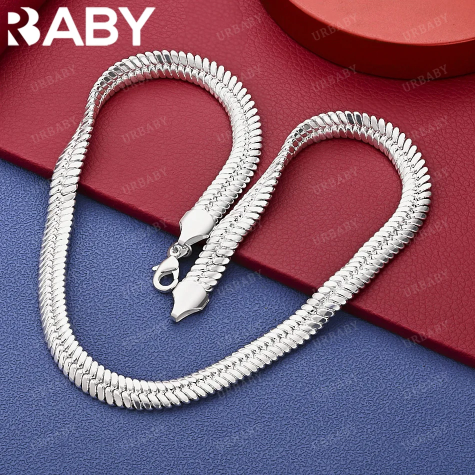 

URBABY 925 Sterling Silver 50cm 10mm Chain Necklace For Man Charm Trend Birthday Gifts Fashion Party