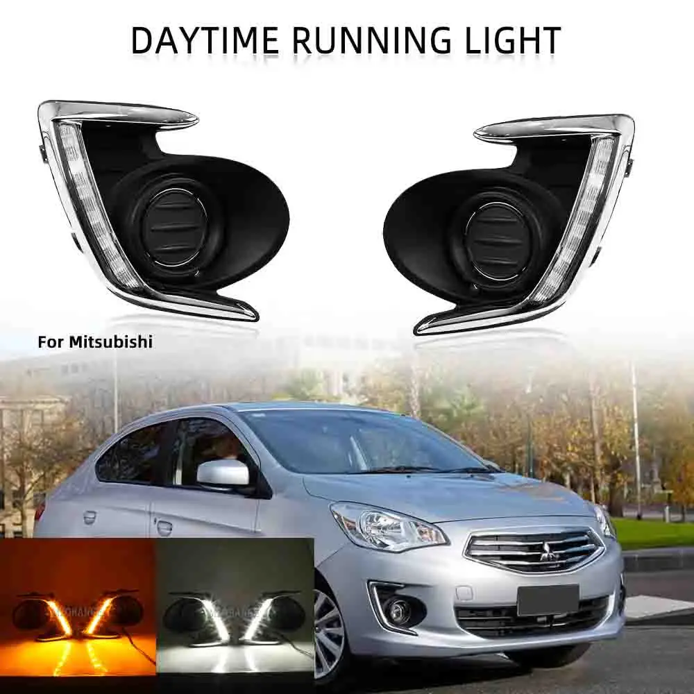 

LED DRL for Mitsubishi Mirage G4 Attrage 2012-2017 Headlight Daytime Running Lights Fog Lamp With Yellow Turn Signal accessories