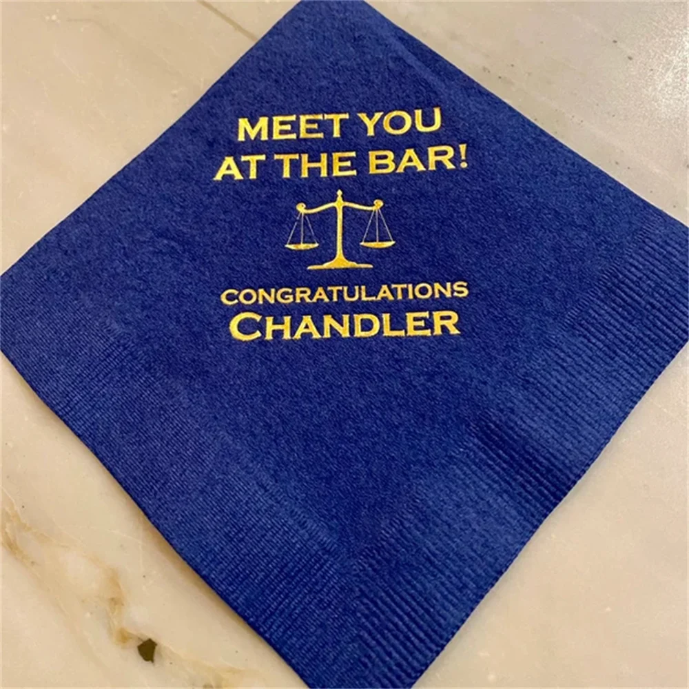 Personalized Napkins, Law Lawyer, School Graduation, Meet You at the Bar, Printed Beverage, Cocktail, Luncheon Dinner